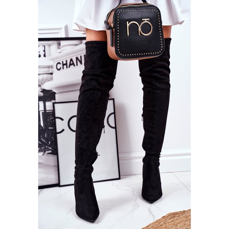 S.Barski Botas De Mujer Con Tacón Alto Ante Negro Huanto 2