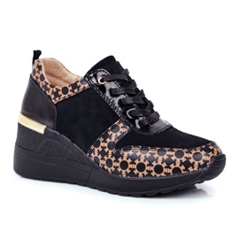 S.Barski Calzado Deportivo Mujer Deportivas Cuero Negro Metronus beige dorado 5