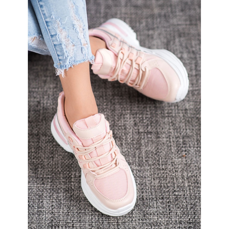 SHELOVET Calzado deportivo de moda en la plataforma rosado 1