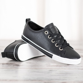 SHELOVET Zapatillas de cuero ecológico negro 3