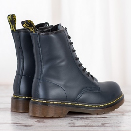 Botas de combate de cuero con cremallera MCKEY azul marino 1