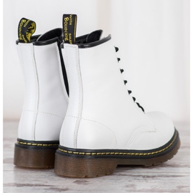 Botas de combate de cuero con cremallera MCKEY blanco negro 2
