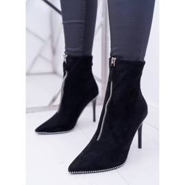 LU BOO Botas De Mujer Con Tacón Alto Dos Cremalleras Ante Negro Suzy 1 LU BOO Botas De Mujer Con Tacón Alto Dos Cremalleras Ante Negro Suzy 1