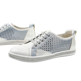 PA1 Zapatillas blancas de cuero ecológico calado A18-6252 blanco 1