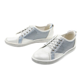 PA1 Zapatillas blancas de cuero ecológico calado A18-6252 blanco 2