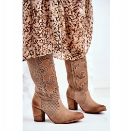 Exquisite Botines de mujer con tacón alto Piel Beige Romero 2 Exquisite Botines de mujer con tacón alto Piel Beige Romero 2