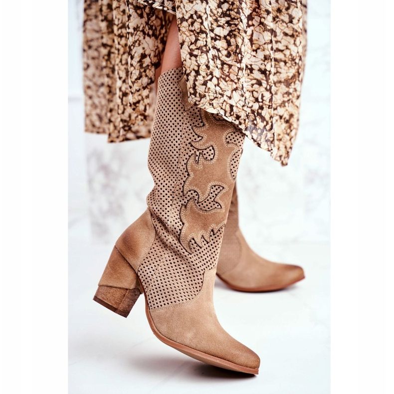 Exquisite Botines de mujer con tacón alto Piel Beige Romero 1 Exquisite Botines de mujer con tacón alto Piel Beige Romero 1