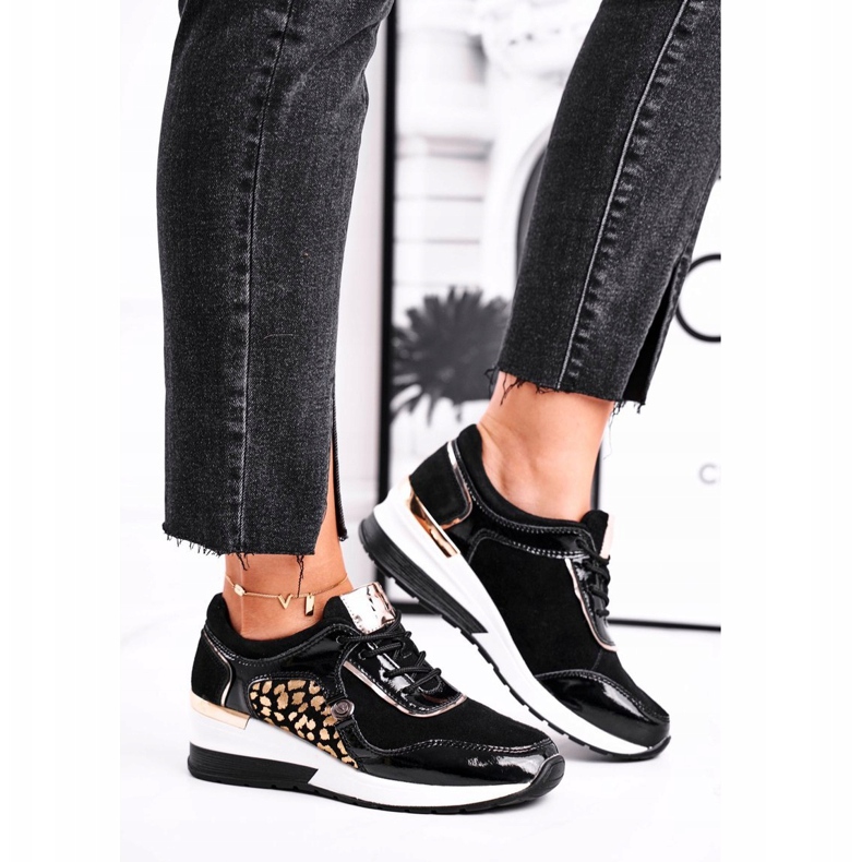 Vinceza Calzado Deportivo Mujer Sneakers Cuero Negro 21-7778 1