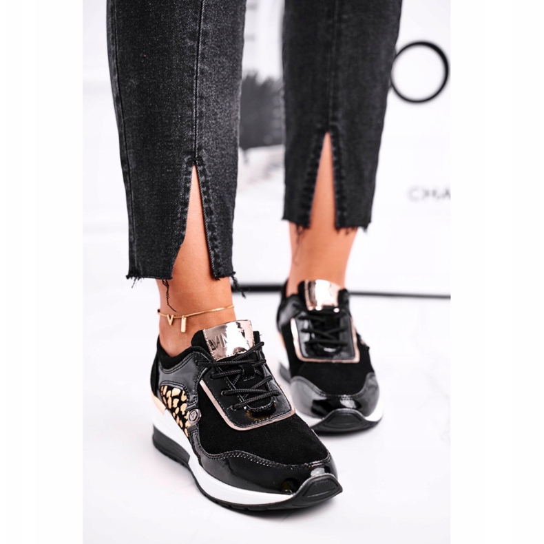 Vinceza Calzado Deportivo Mujer Sneakers Cuero Negro 21-7778 2