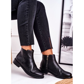 S.Barski Botas de Mujer Botas Chelsea Cálidas Tacón Plano Cuero Negro Fernir 2