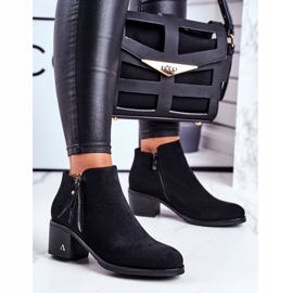 S.Barski Botas De Mujer Con Tacón Cálido Negro Blanche 1