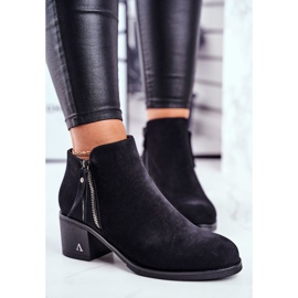 S.Barski Botas De Mujer Con Tacón Cálido Negro Blanche 5