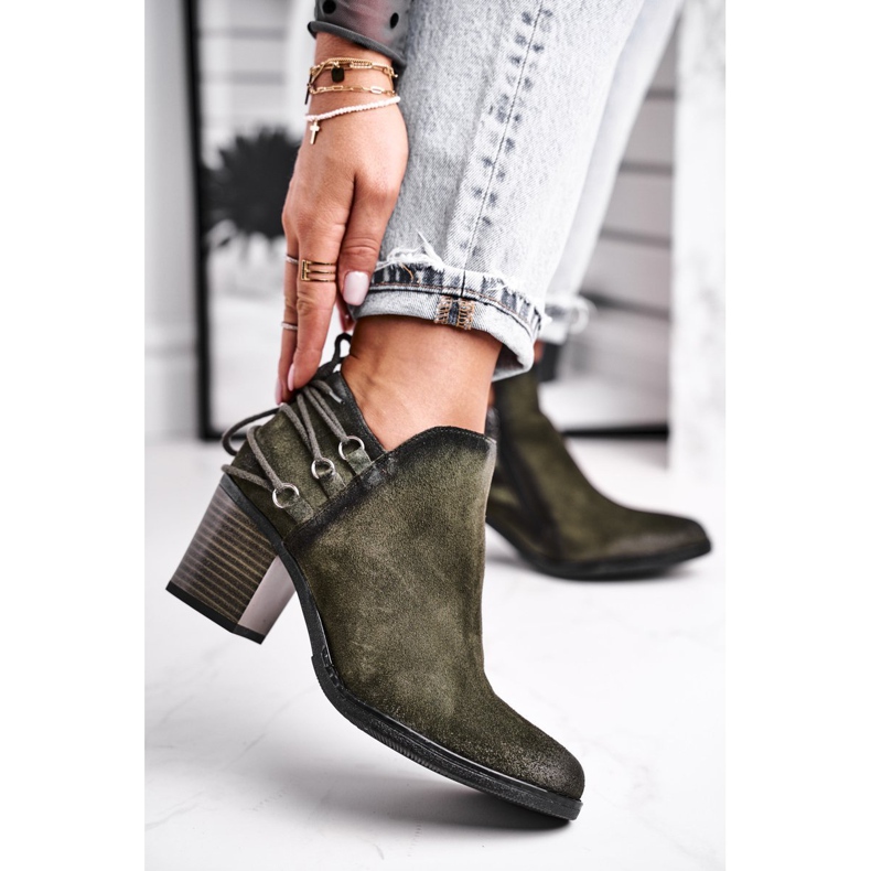Botas De Mujer Con Tacón Maciejka Primavera Cuero Oliva 04812-24 verde 1
