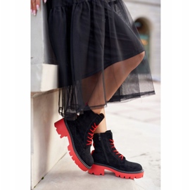 PS1 Botas de Mujer Negro Rojo Ante Malawi 6