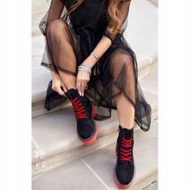 PS1 Botas de Mujer Negro Rojo Ante Malawi 7