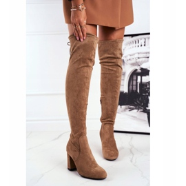 Mulanka De Mujer Ante Botas Con Tacón Beige Highso 1