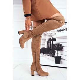 Mulanka De Mujer Ante Botas Con Tacón Beige Highso 3