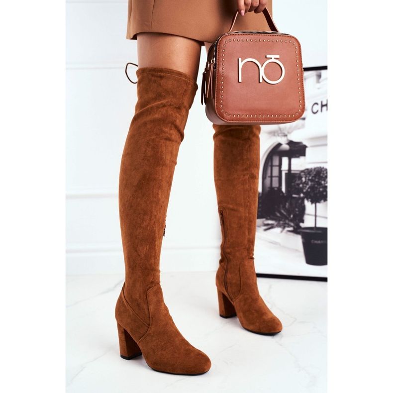 Mulanka Botas De Ante De Mujer Con Tacón Camel Highso marrón 1