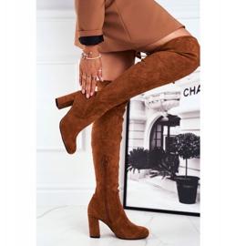Mulanka Botas De Ante De Mujer Con Tacón Camel Highso marrón 2