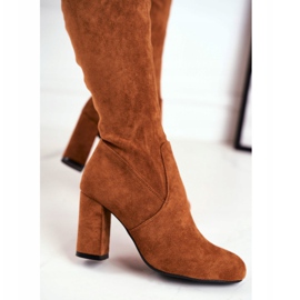 Mulanka Botas De Ante De Mujer Con Tacón Camel Highso marrón 4