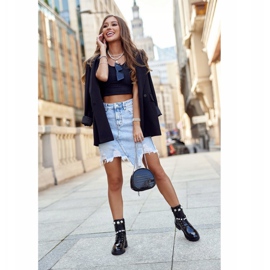 SEA Botas de mujer lacadas en negro Mystique con perlas 3