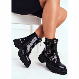 PS1 Botas Mujer Hebillas, Cremalleras, Lacado Negro Kassandra 3