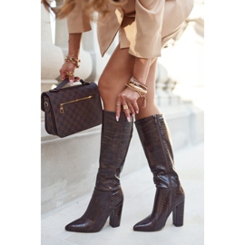 SEA Botas de mujer con tacón marrón cálido Belvim 2
