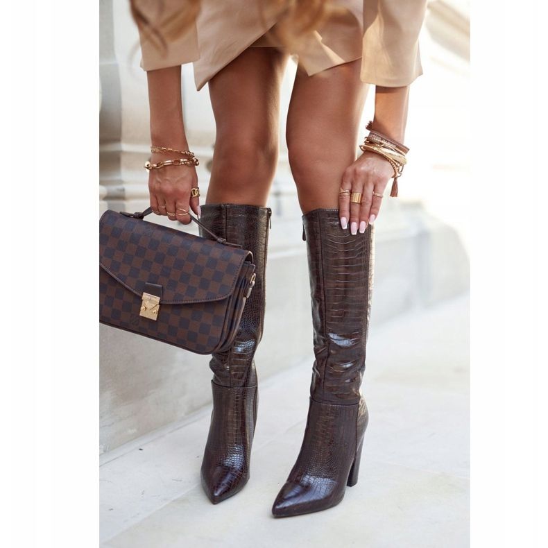 SEA Botas de mujer con tacón marrón cálido Belvim 1