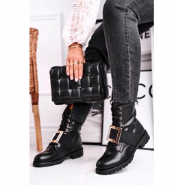 Botas de mujer Happy Su negras con hebilla dorada negro 3