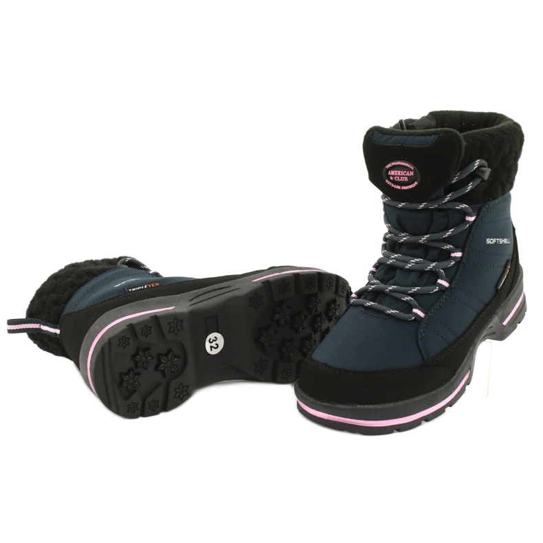 American Club Botas blandas con membrana SN03 / 20 negro azul marino rosa 3