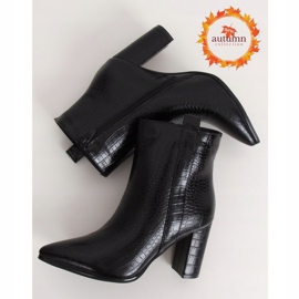 Negro Botas de tacón de piel de serpiente RB54 Negro 1