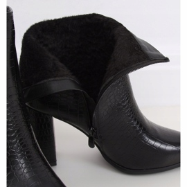 Negro Botas de tacón de piel de serpiente RB54 Negro 3