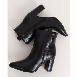 Negro Botas de tacón de piel de serpiente RB54 Negro 2