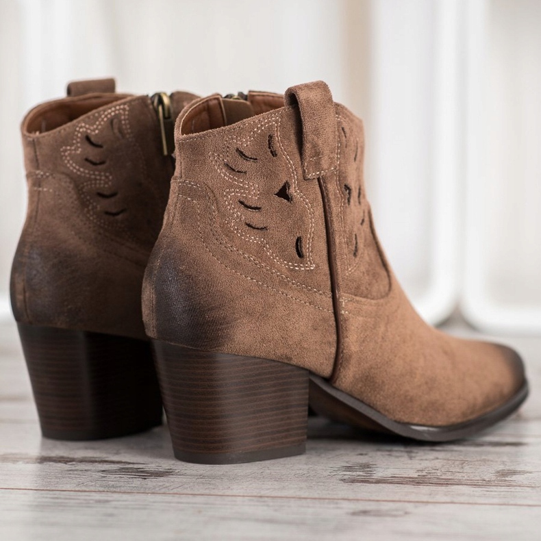 Bota cowboy calada VINCEZA beige 1