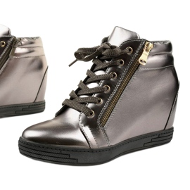 Zapatillas grises con cremallera Aqiava dorada 1