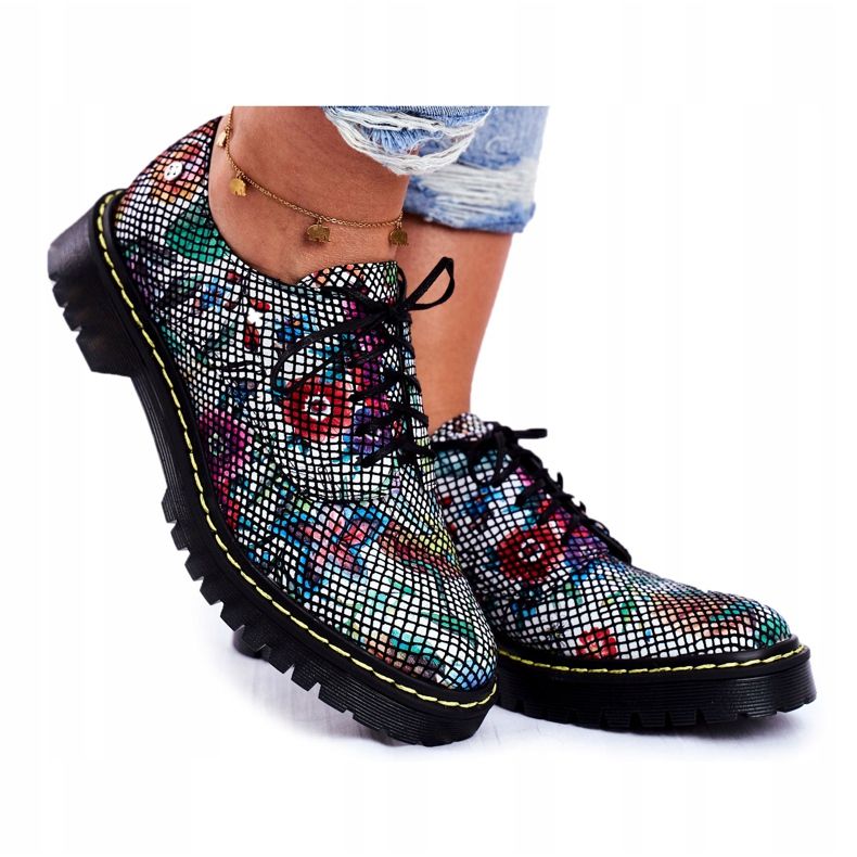 Zapatos Brogues Oxfords Cuero Flores Maciejka 04087-43 para mujer multicolor 3