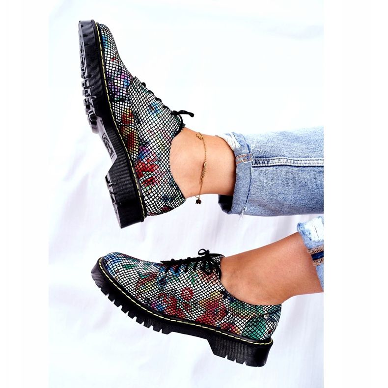Zapatos Brogues Oxfords Cuero Flores Maciejka 04087-43 para mujer multicolor 2