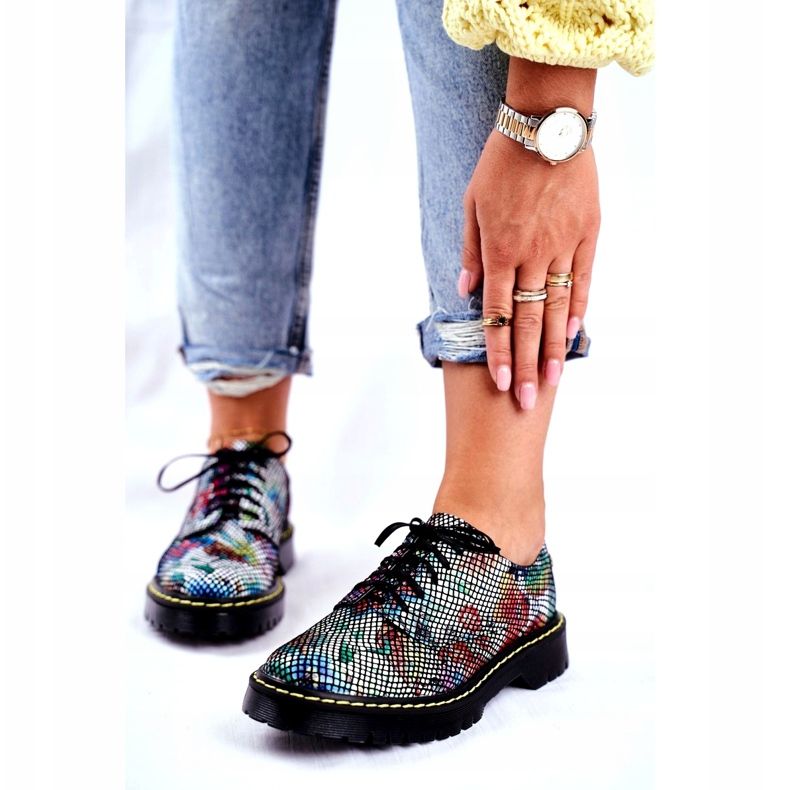 Zapatos Brogues Oxfords Cuero Flores Maciejka 04087-43 para mujer multicolor 1