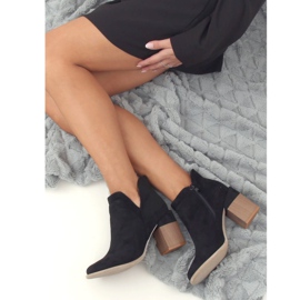 Negro Botas con corte de tacón negro A5703 Negro 2