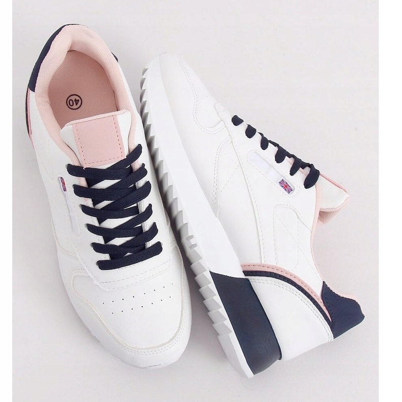 Zapatillas deportivas de mujer blancas BK938 BLANCO / AZUL azul marino 1