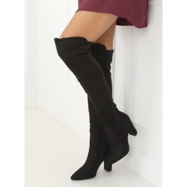Botas por encima de la rodilla con parte superior flexible negra D7506 Black negro 1