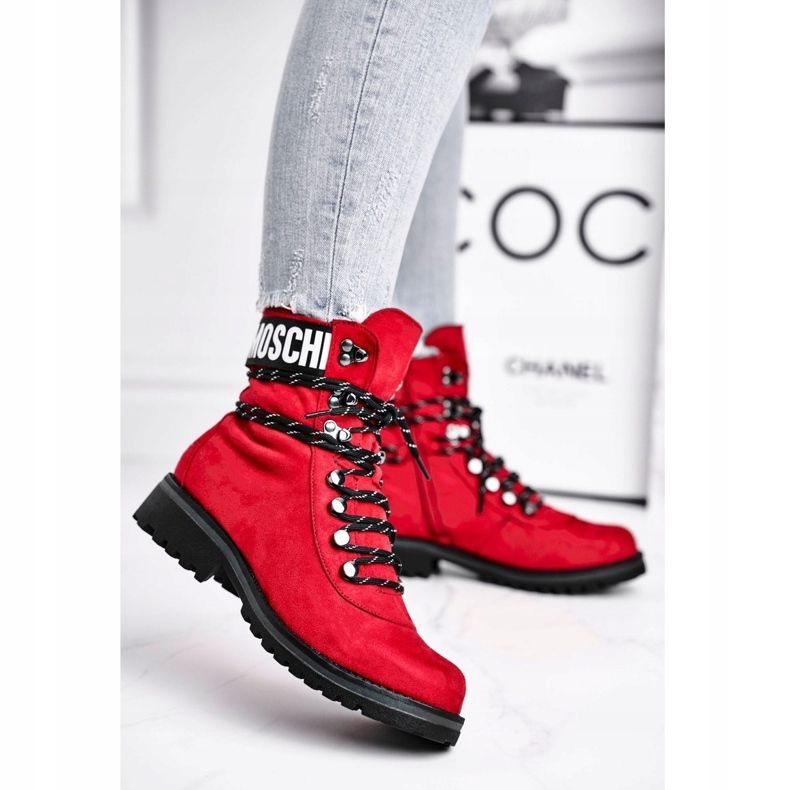 EVE De Mujer Botas en Tacón Plano con Cremallera Rojo Popsi 1 EVE De Mujer Botas en Tacón Plano con Cremallera Rojo Popsi 1