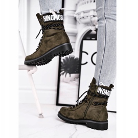 EVE De Mujer Botas de Tacón Plano con Cremallera Verde Popsi 4