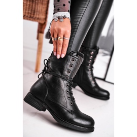 EVE Botas de Mujer Trabajadoras Calientes con Circonita Cúbica Negra Siete Días negro 2