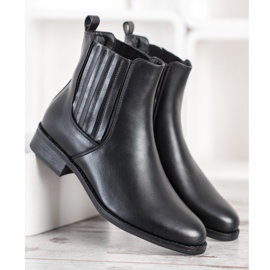 SHELOVET Botas de tacón plano negro 4