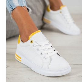 SHELOVET Zapatillas de deporte atadas de moda blanco amarillo 1 SHELOVET Zapatillas de deporte atadas de moda blanco amarillo 1