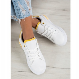 SHELOVET Zapatillas de deporte atadas de moda blanco amarillo 2 SHELOVET Zapatillas de deporte atadas de moda blanco amarillo 2