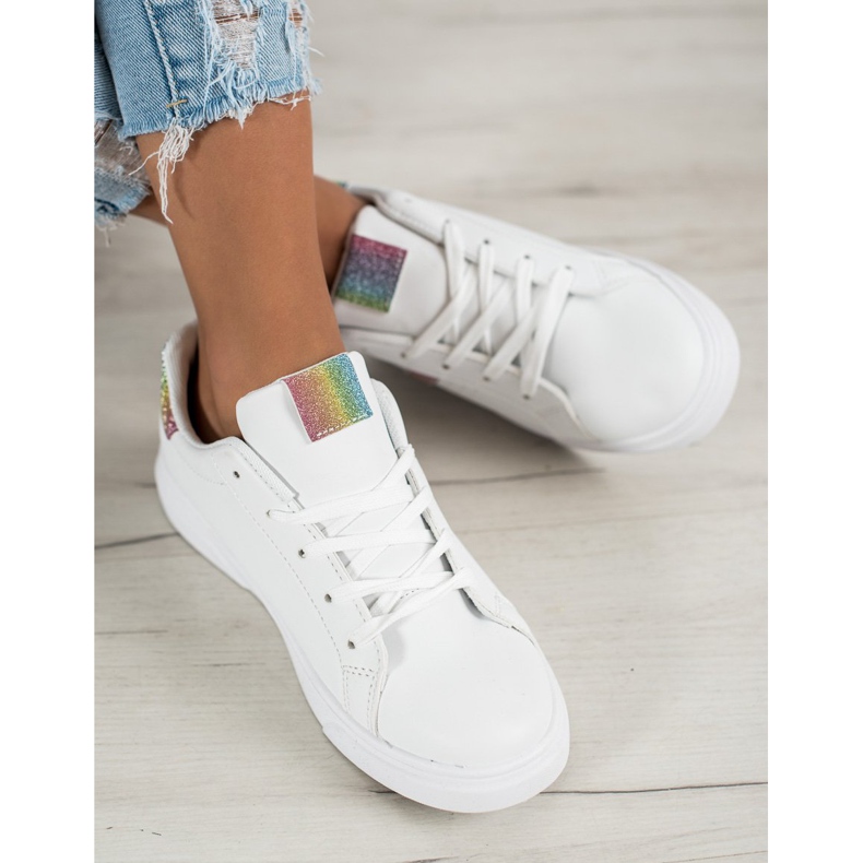 SHELOVET Zapatos deportivos con purpurina blanco 1