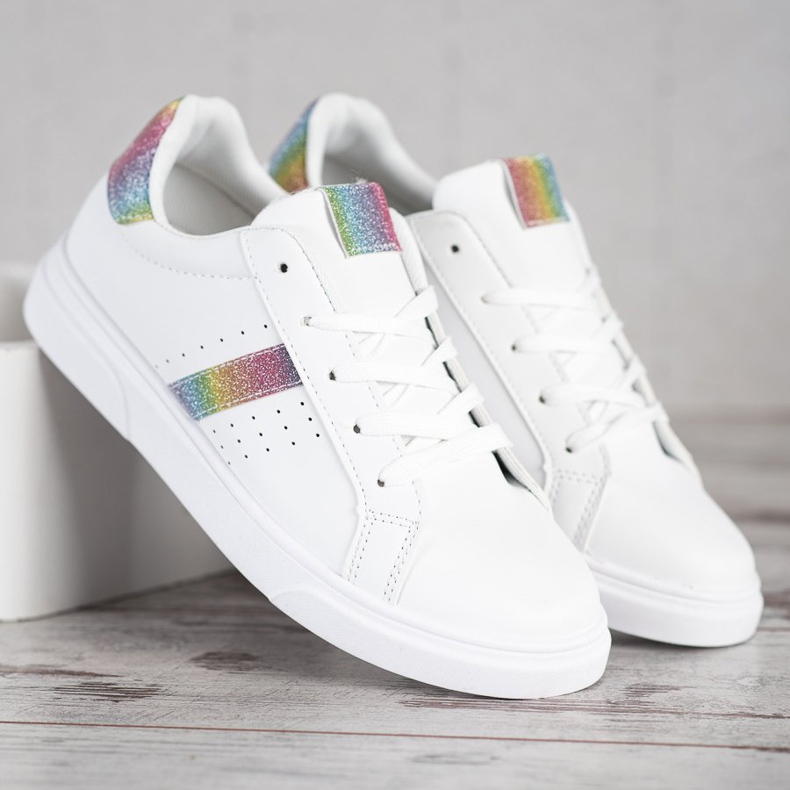 SHELOVET Zapatos deportivos con purpurina blanco 2