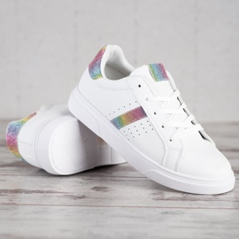 SHELOVET Zapatos deportivos con purpurina blanco 3